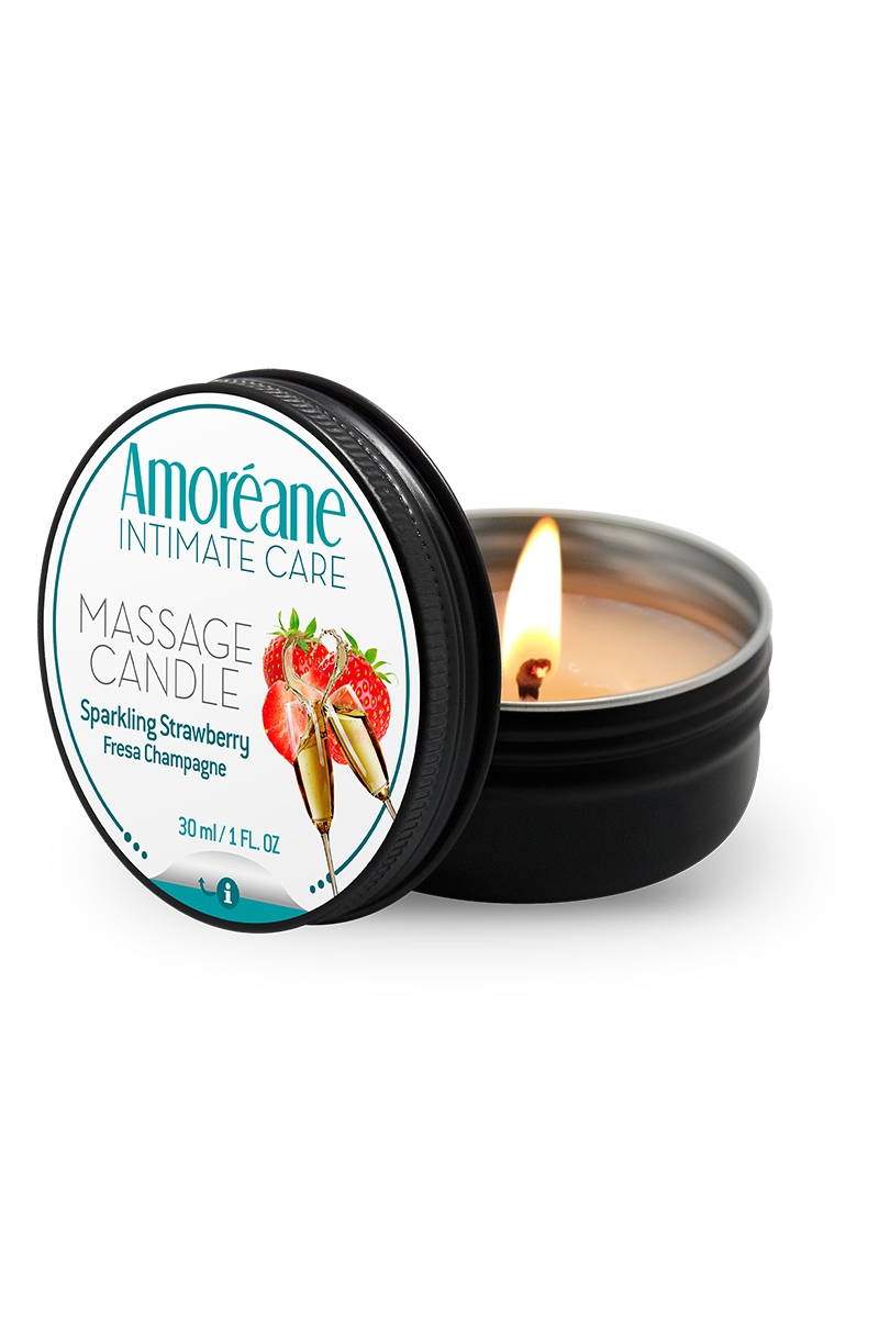 Bougie de massage vin petillant à la fraise – Amoreane